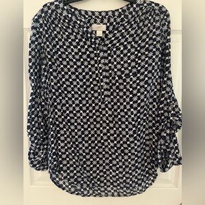 Navy and white LoFT blouse